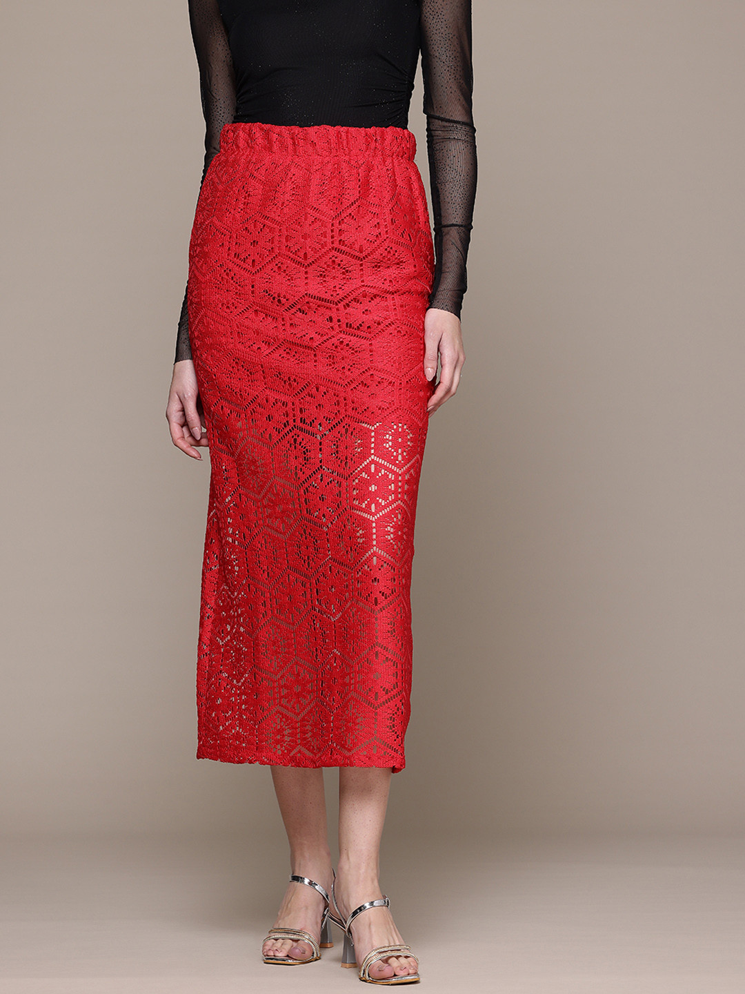 bebe Brighter Basics Lace Midi Skirts