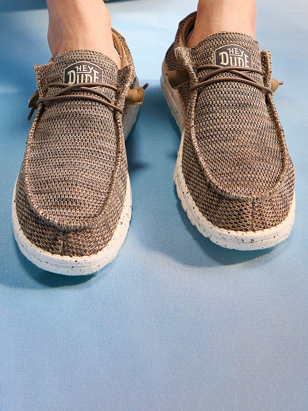 HEYDUDE Men Wally Sox Woven Design Slip-on Stretch-Lace Loafers