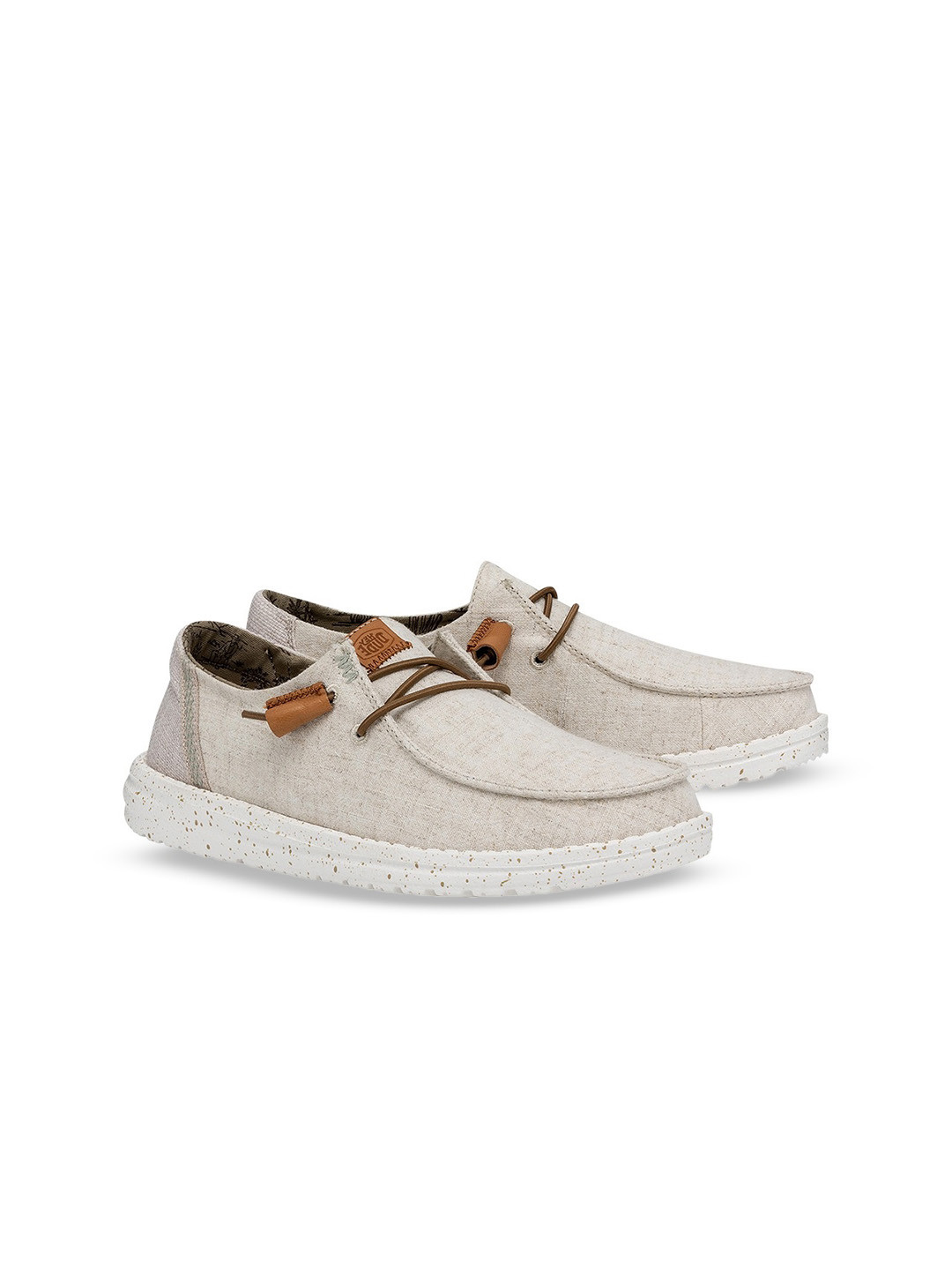 HEYDUDE Women Wendy Washed Woven Design Slip-on Stretch-Lace Loafers