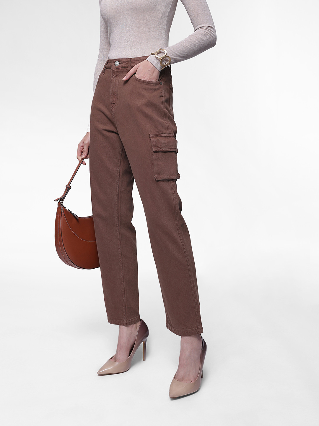 French Connection Women Cargo Style Bootcut Jeans