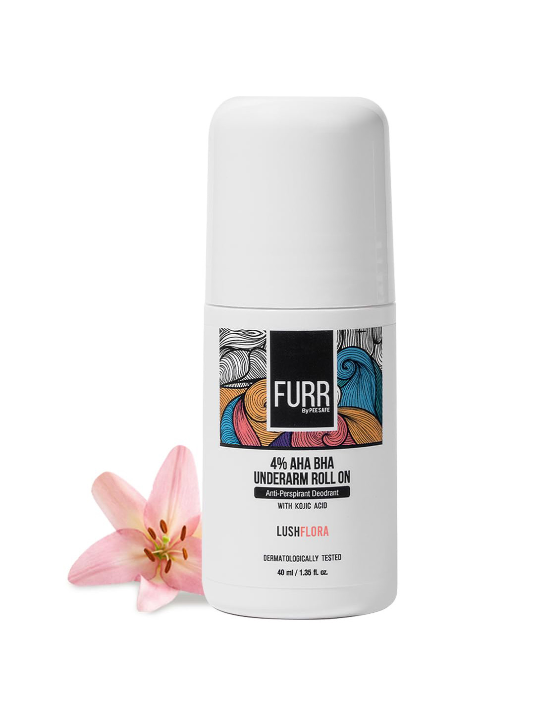 FURR 4% AHA BHA Underarm Roll-On Anti-Perspirant Deodorant with Kojic Acid - 40 ml