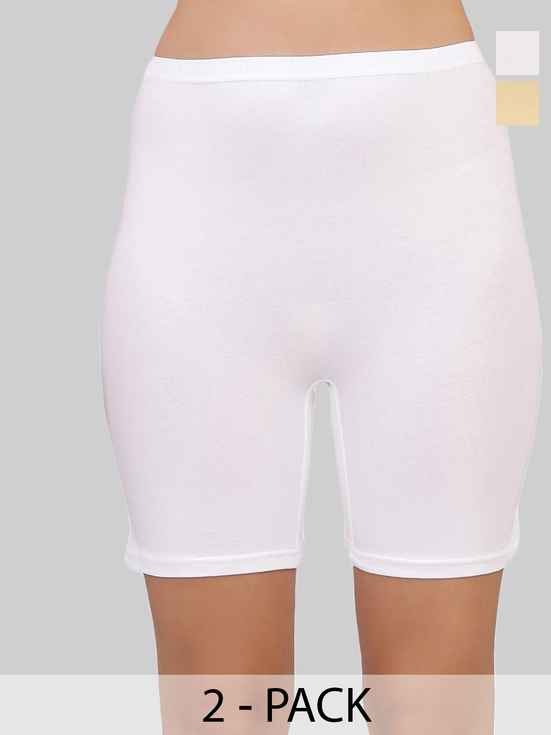 Selfcare Women Pack of 2 Solid Mid-Rise Cotton Cycling Short - SN3268