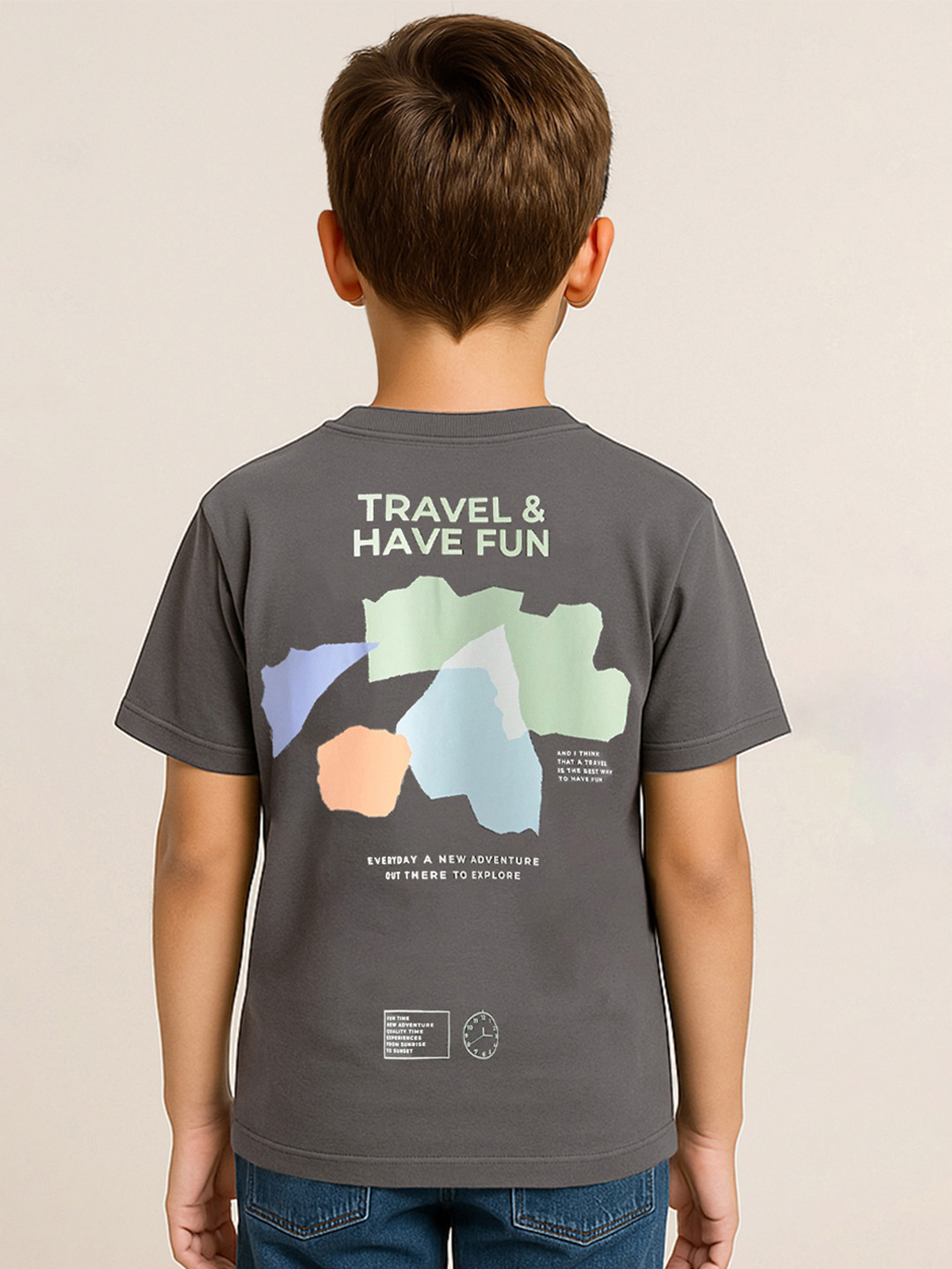 Alan Jones Boys Graphic Printed Round Neck Cotton Relaxed Fit T-shirt