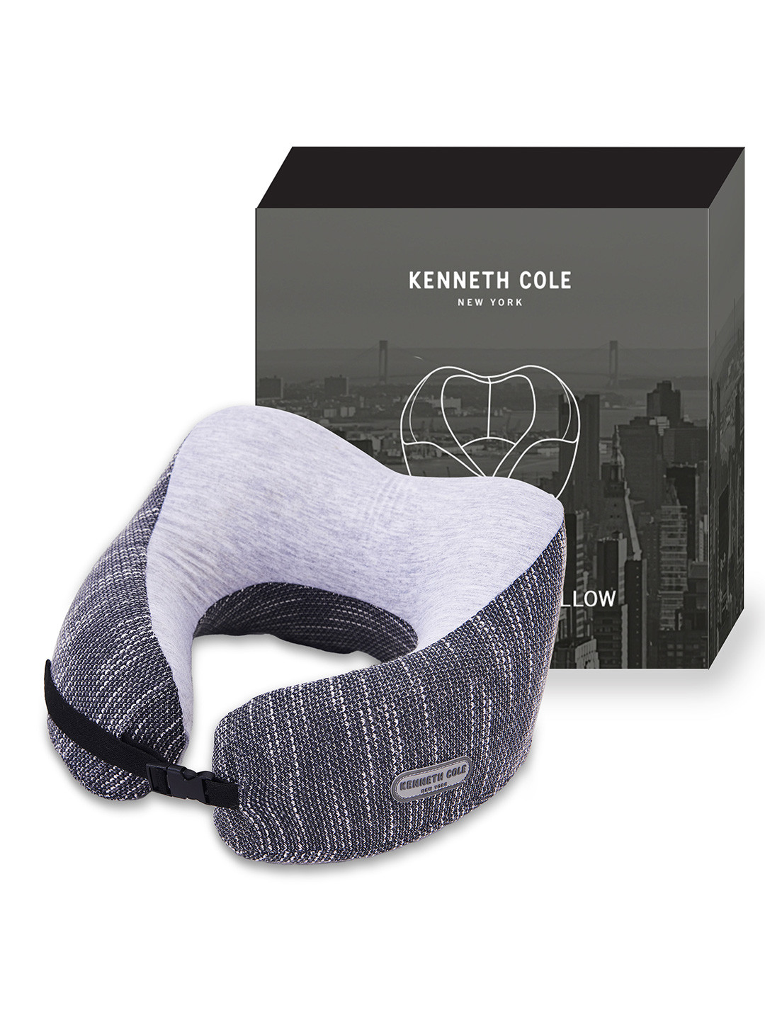 Kenneth Cole Grey Cotton Filled Cotton Lightweight Travel Pillow