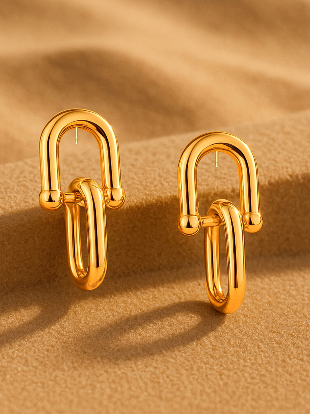 Rubans 18K Gold-Plated Stainless-Steel Tarnish-Free Demi-Fine Geometric Link Earrings