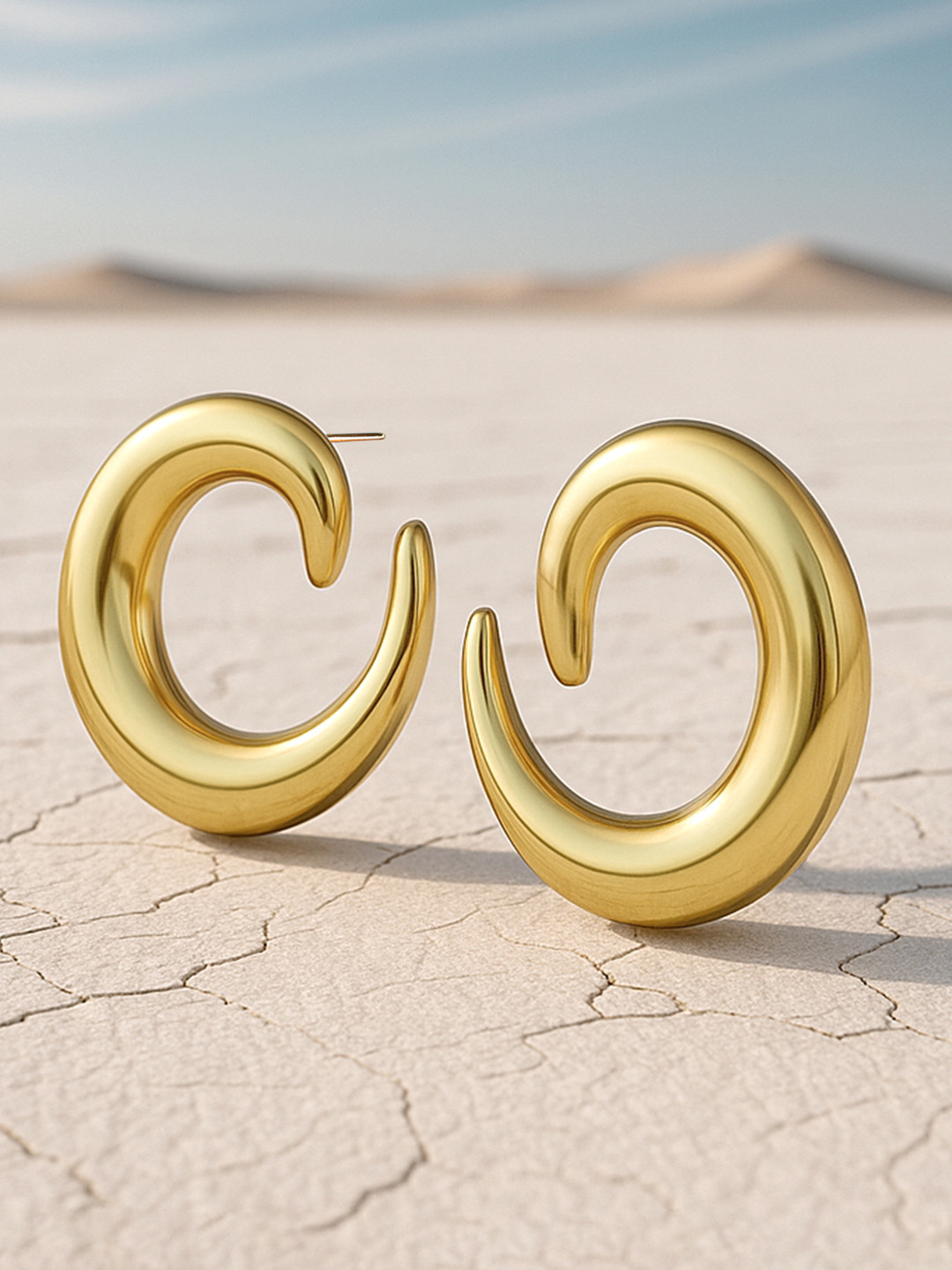 Rubans 18 K Gold Plated Stainless Steel Tarnish-Free Waterproof Demi-Fine Swirl Earrings