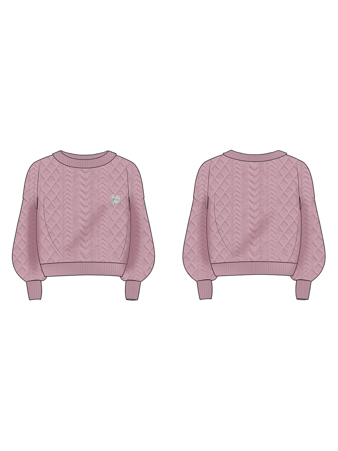GUESS kids Girls Cotton Self Design Round Neck Sweater