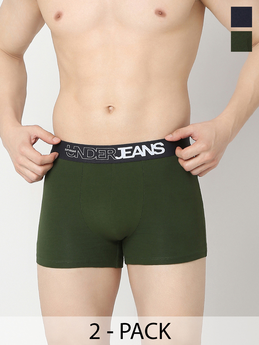 Underjeans by Spykar Mid-Rise Trunks UJERPTC056NavyOlive