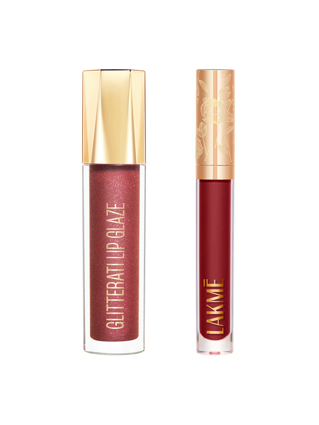 Lakme Set of Rouge Bloom Liquid Lipstick - 3.5 ml & Glitterati Lip Glaze - 5 ml