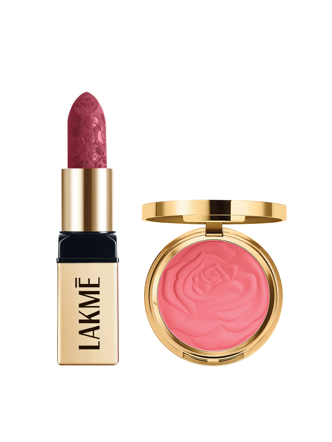 Lakme Rouge Bloom Blush & Bullet Lipstick Combo - Pink Blossom 2 & Pink Poppy 202