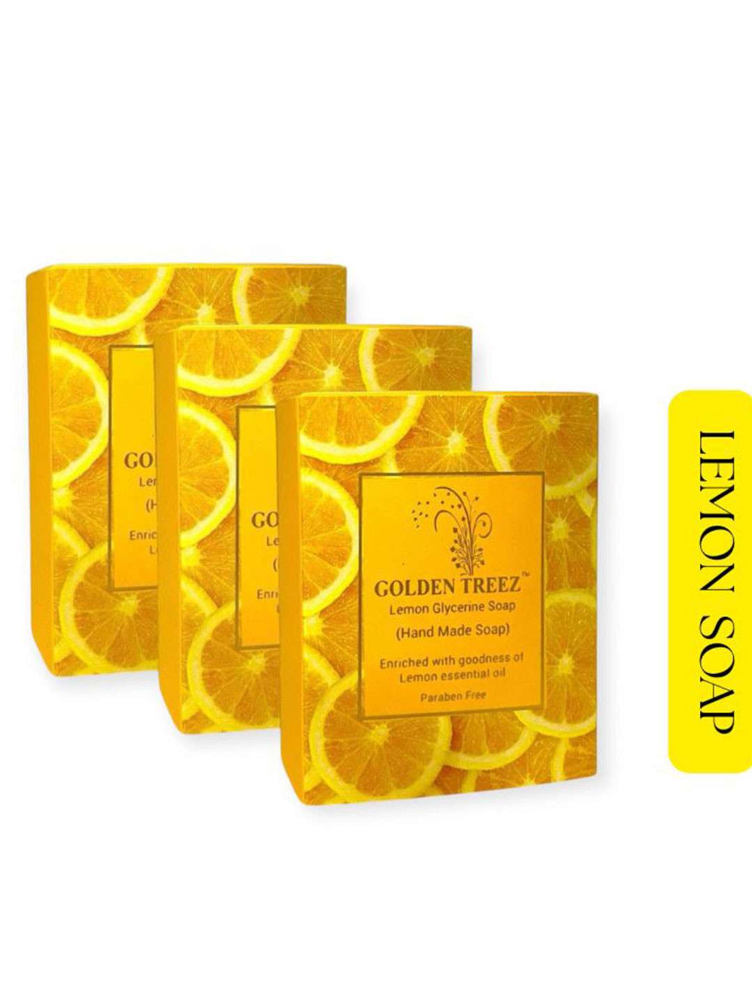 Golden Treez Pack Of 3 Handmade Lemon Dark Spots Removal Soap 115 gm Each