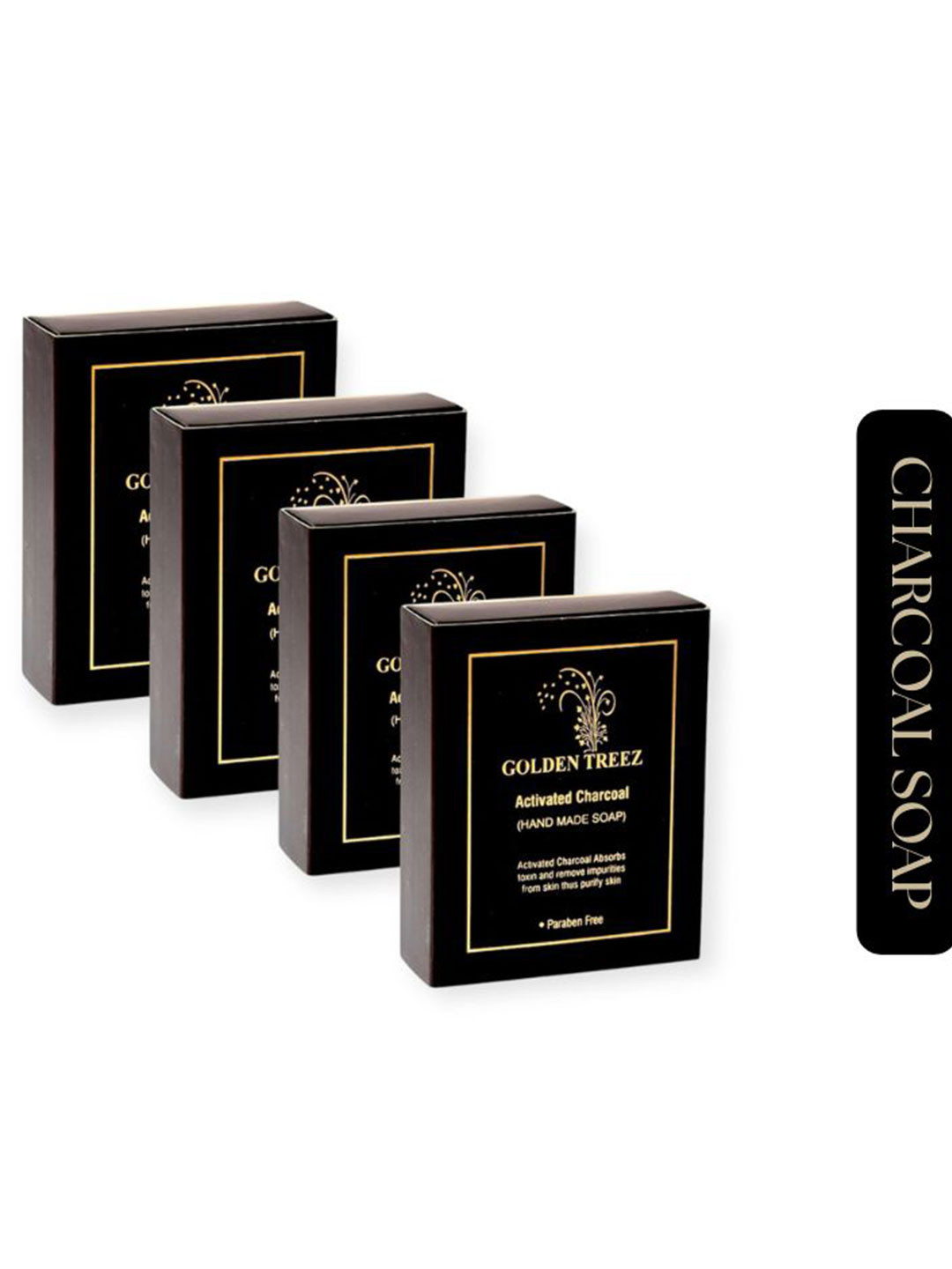 Golden Treez Pack of 4 Handmade Charcoal Soap for Skin Brightening - 115 gm Each