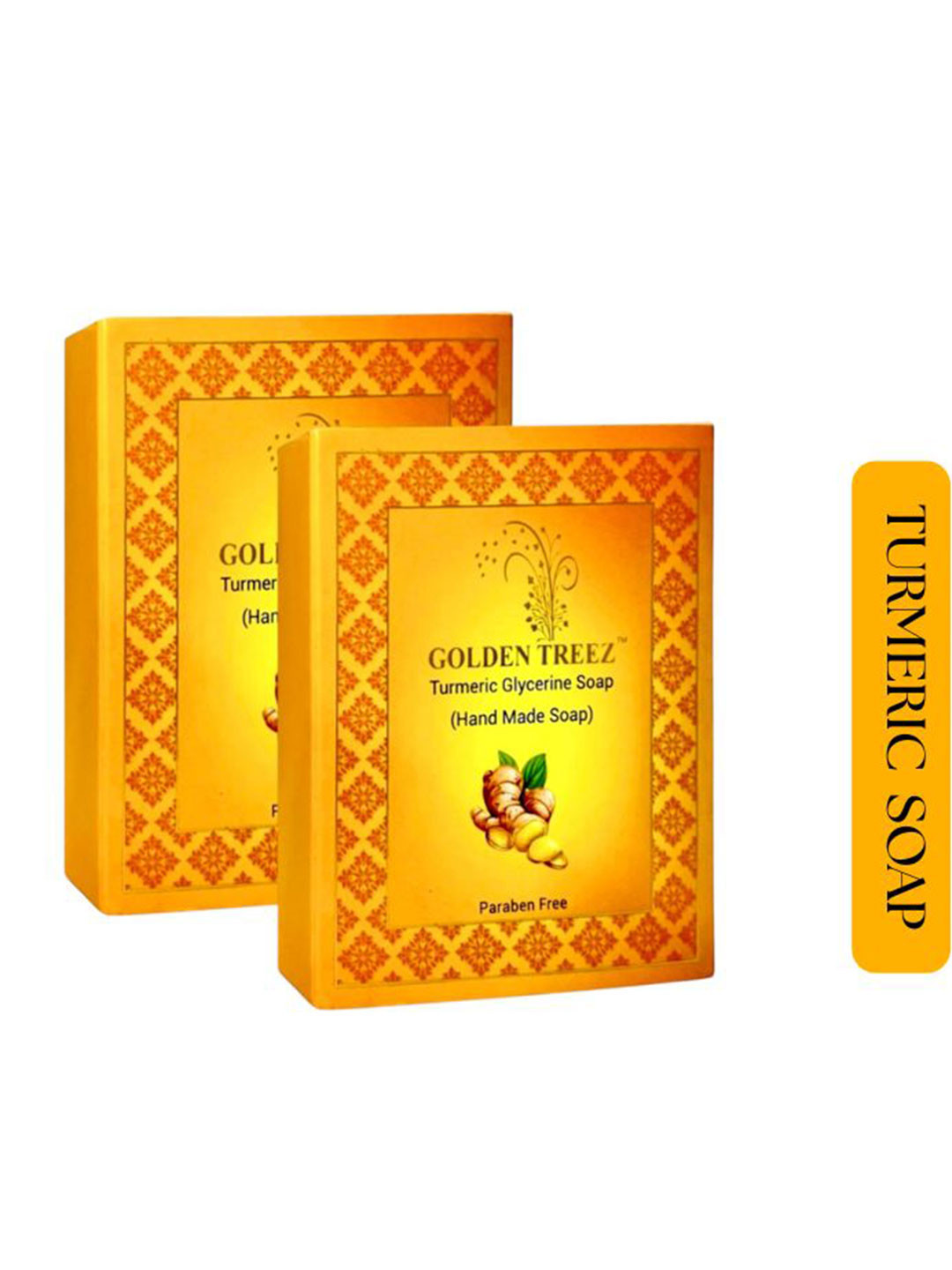 Golden Treez Pack of 2 Handmade Turmeric Bathing soap for Tan, pimple removal - 115ml Each