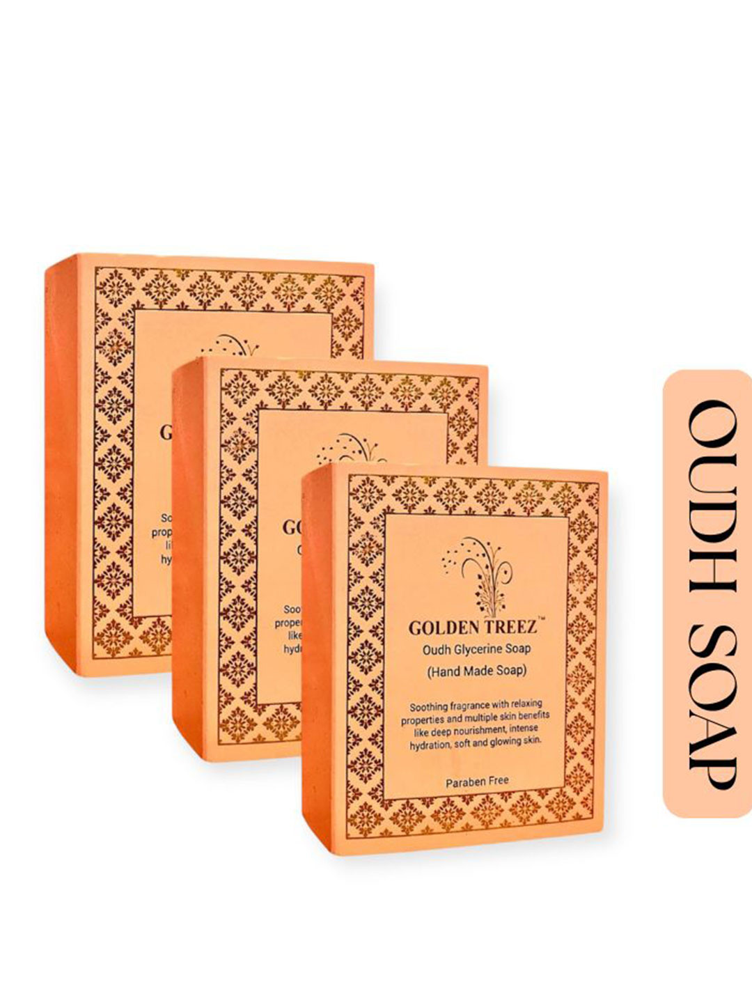 Golden Treez Pack Of 3 Handmade Oudh Anti Acne Soap 115 gm Each