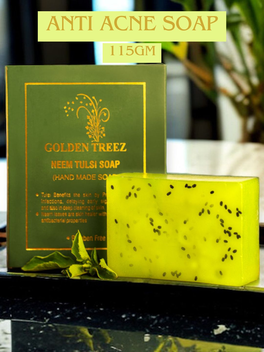 Golden Treez Handmade Neem Tulsi Anti Acne Soap 115 gm