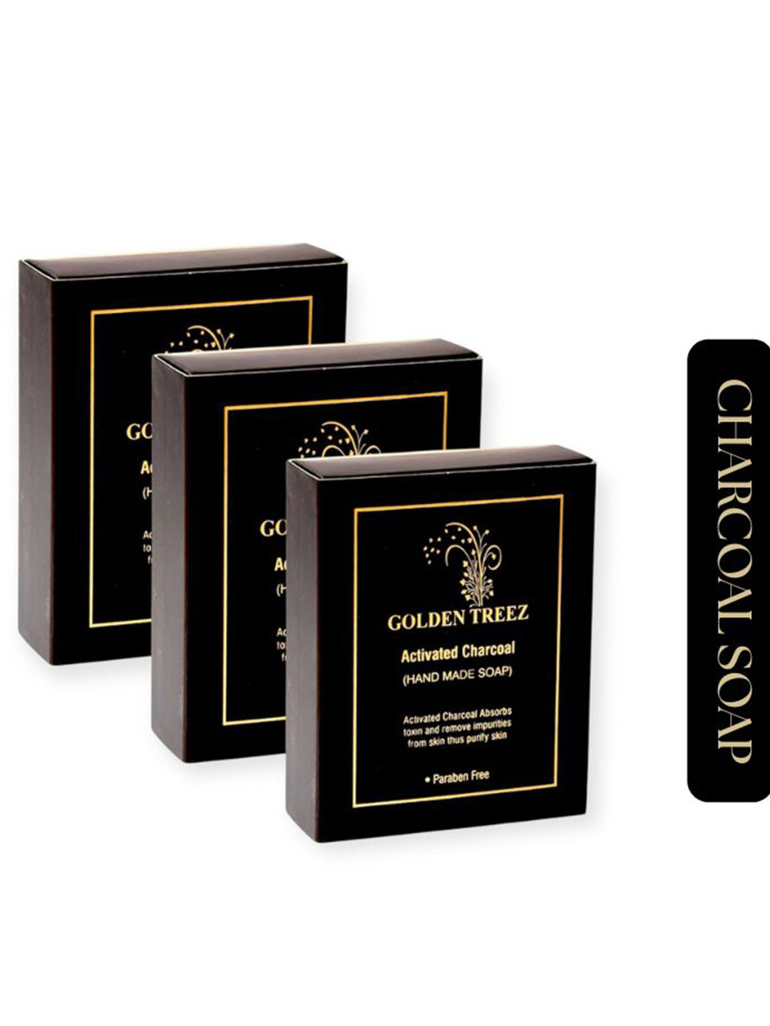 Golden Treez Pack of 3 Handmade Charcoal Soap for Skin Brightening - 115 gm Each