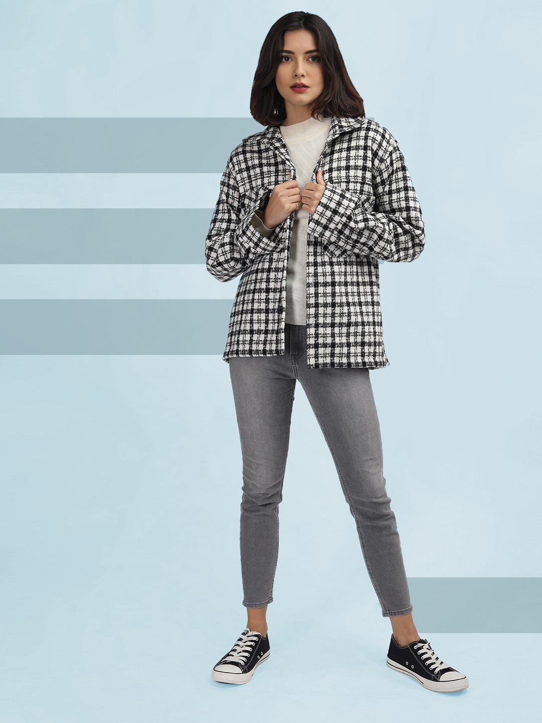 The Roadster Lifestyle Co Women Checked Shacket