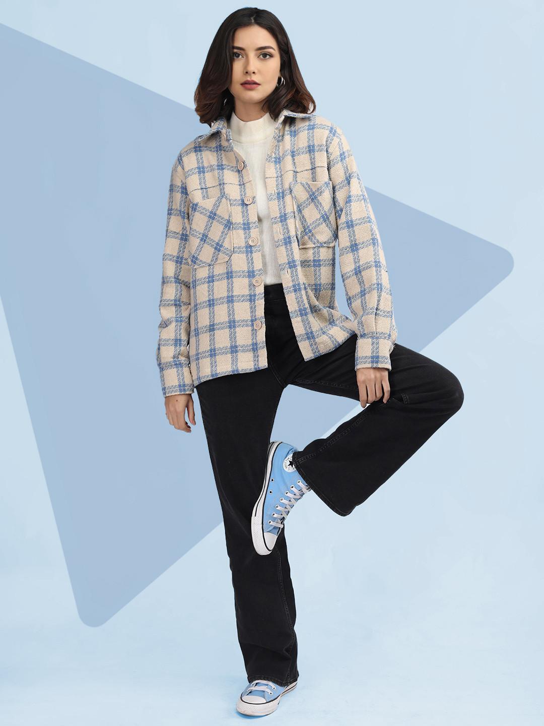 The Roadster Lifestyle Co Women Checked Shacket