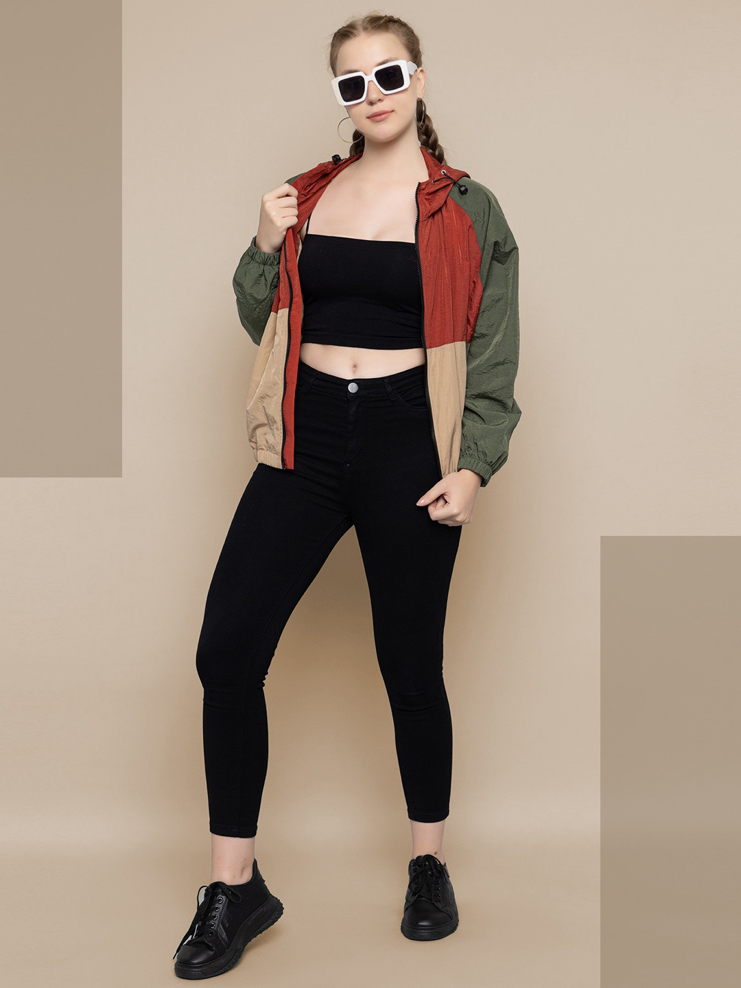 The Roadster Lifestyle Co. Women Green Colorblocked Anti-Micro Bacterial Sporty Jacket
