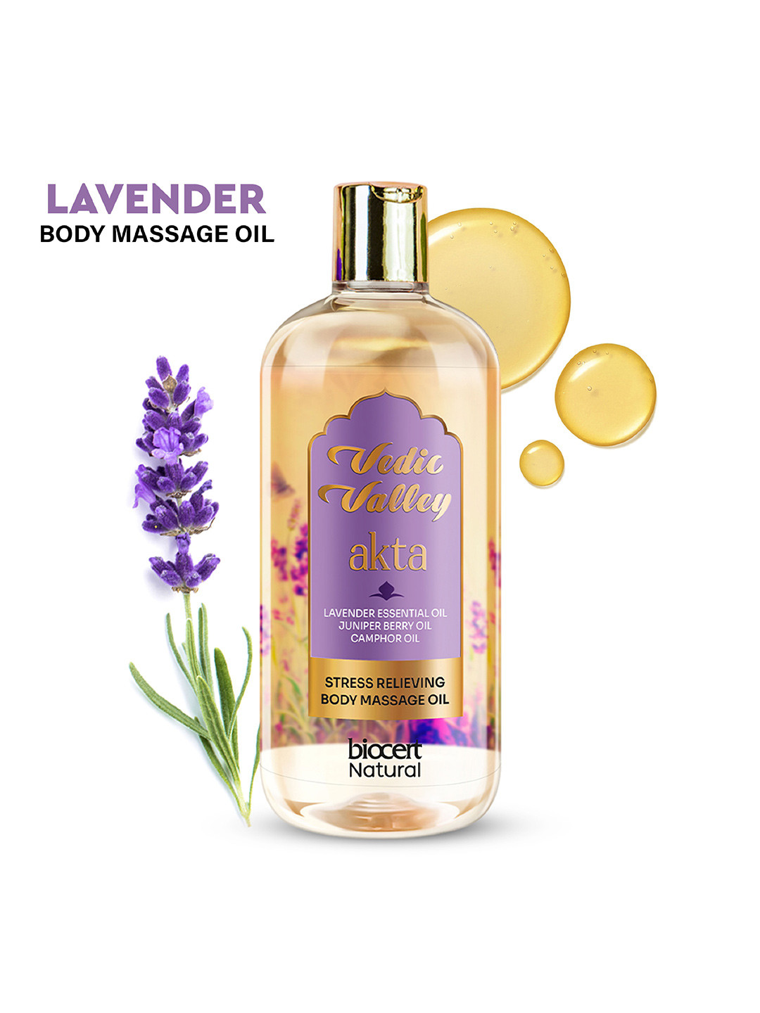 Vedic Valley Lavender Body massage Oil With Essential Oils To Firm & Tone Skin - 300 ml