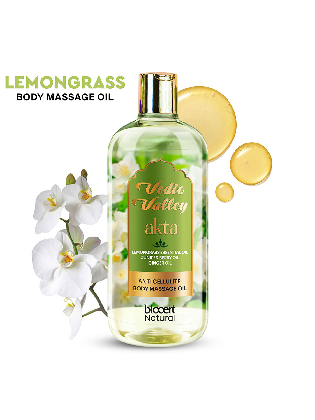 Vedic Valley Anti-Cellulite Lemongrass Body Massage Essential Oil - 300 ml