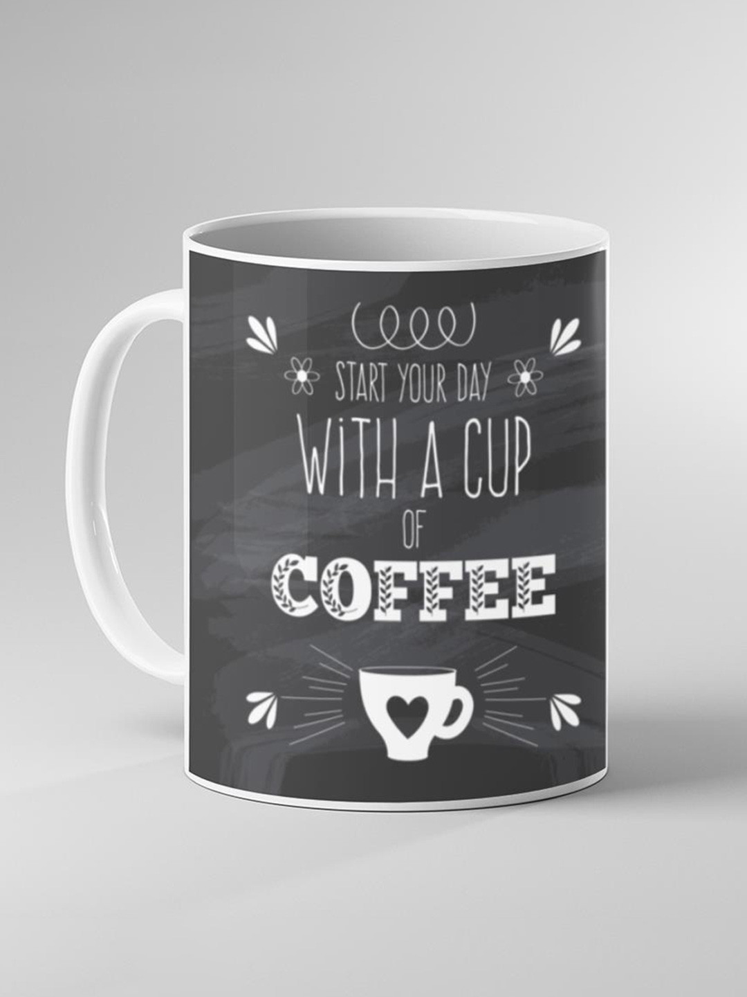Keviv White & Grey Text or Slogans Printed Ceramic Glossy Mug 325 ml