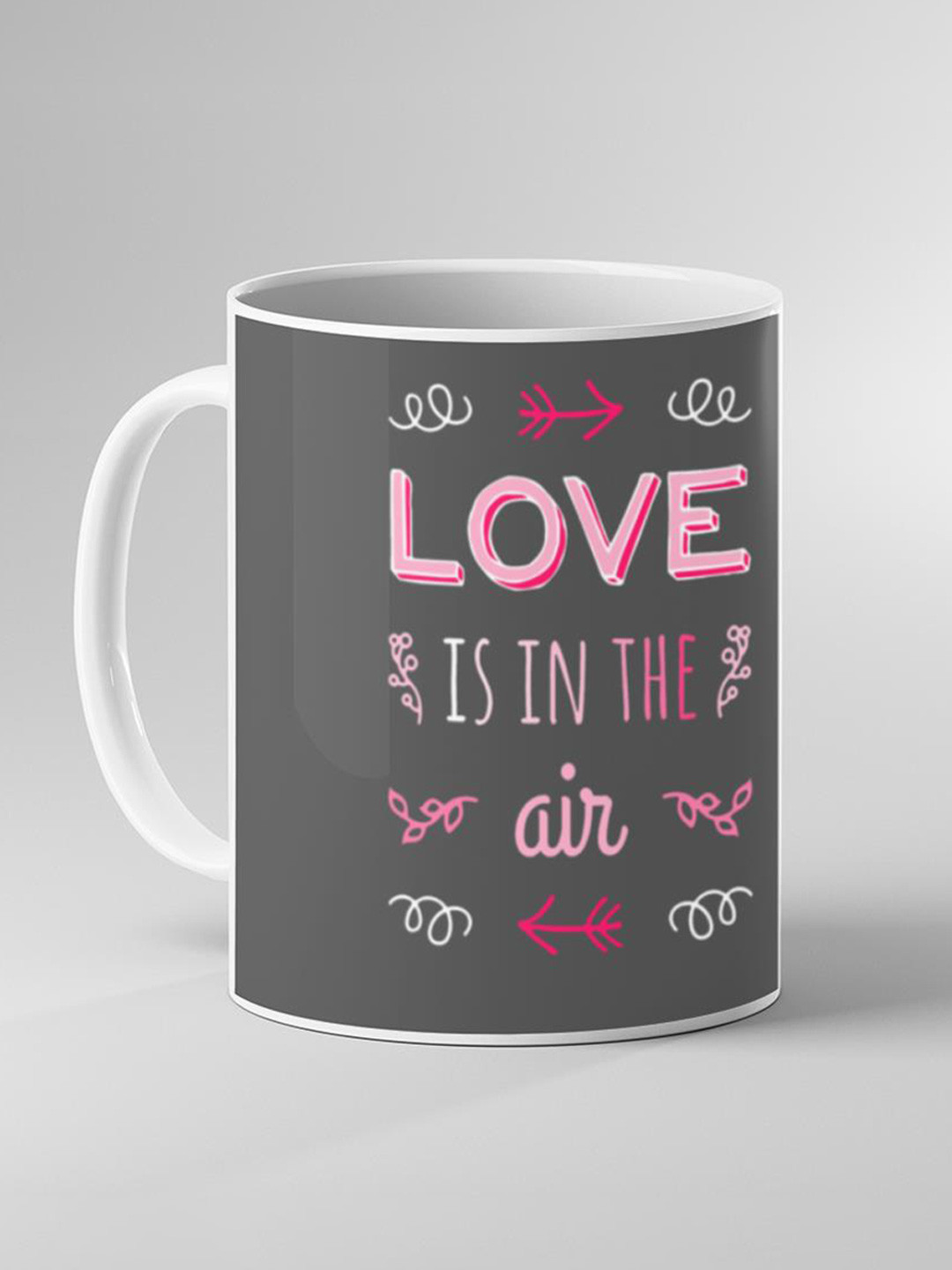 Keviv White & Grey Text or Slogans Printed Ceramic Glossy Mug 325ml