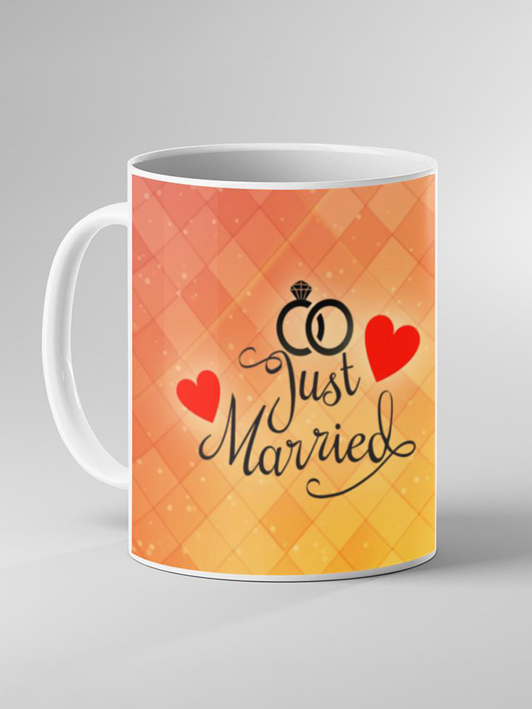 Keviv Orange-Coloured and Black Text or Slogans Printed Ceramic Glossy Mugs 325ml