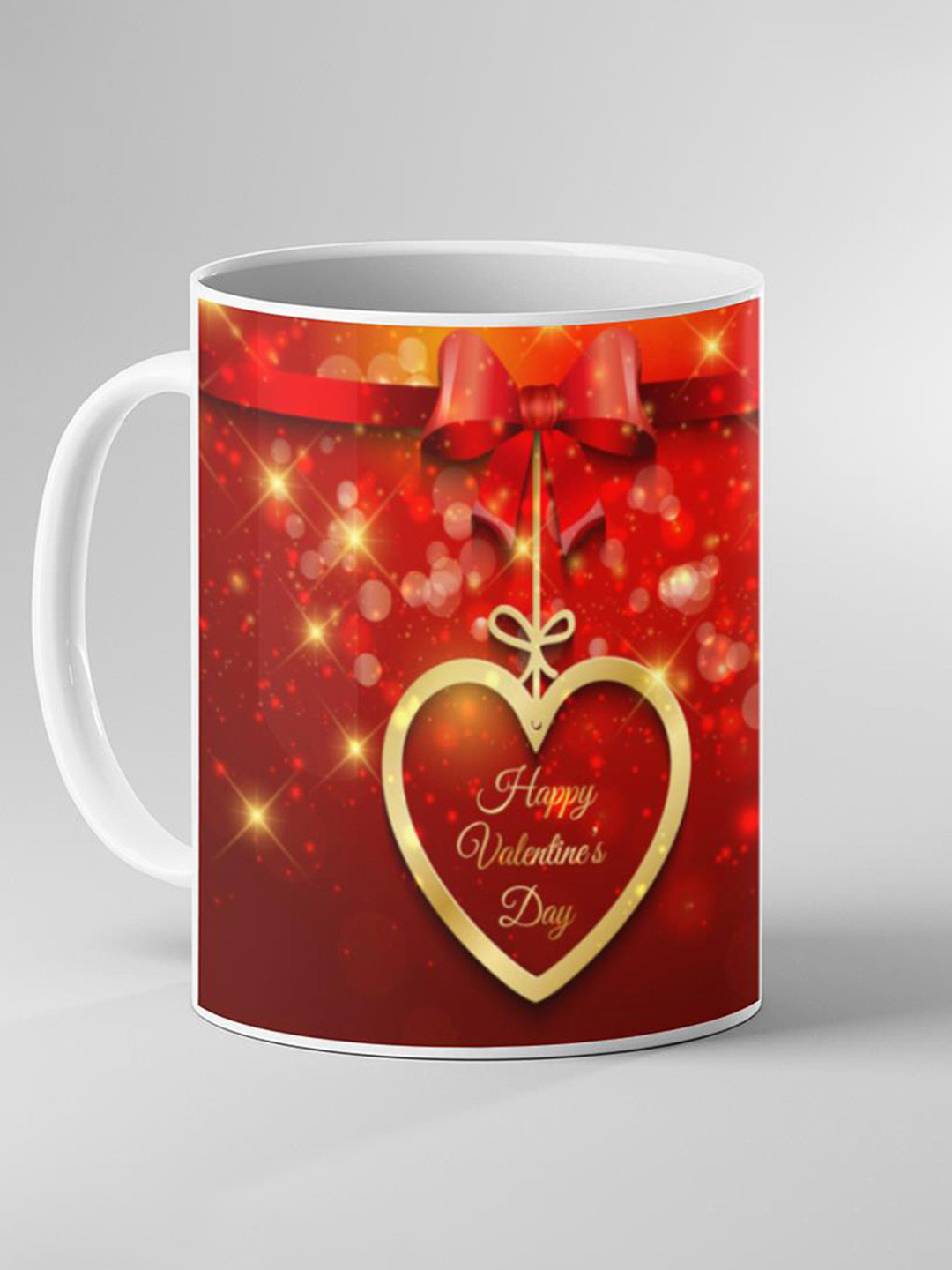 Keviv White & Red Dishwasher and Microwave Safe Printed Ceramic Coffee Mug 325 ml