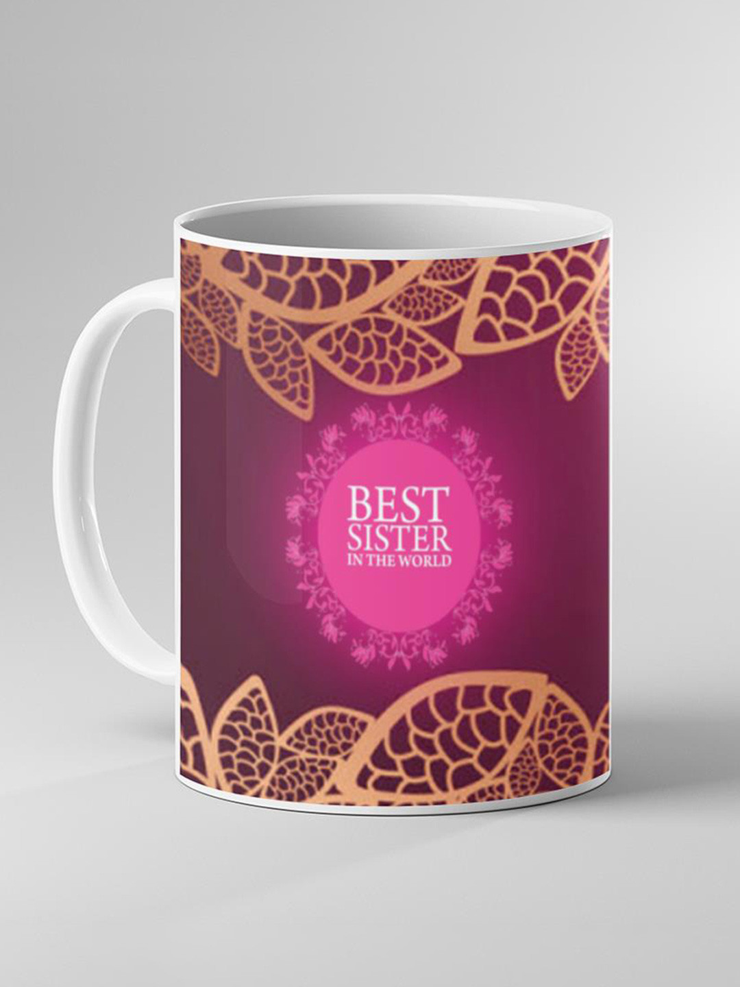 Keviv White and Pink Text or Slogans Printed Ceramic Glossy Mugs 325 ml