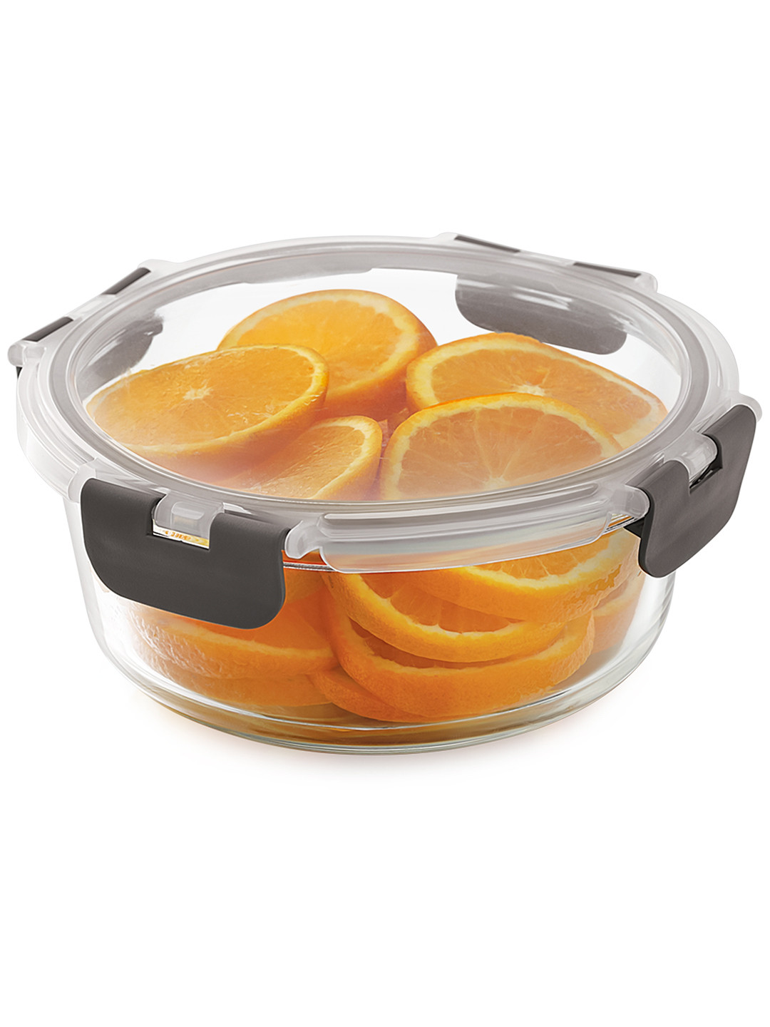 Magnus Transparent Glass Dishwasher Safe Latch Fridge Container-950ml