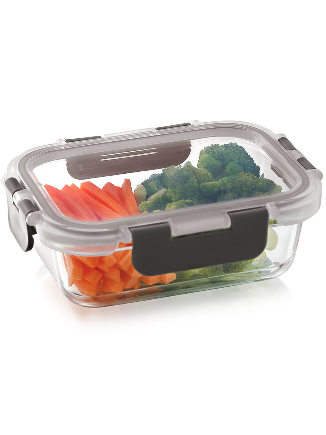 Magnus Transparent Glass Microwave Safe Clip-On Fridge Container-370ml