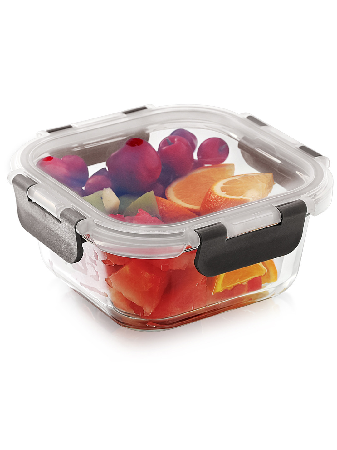 Magnus Glock Transparent Glass Microwave Safe Clip-On Fridge Container-520ml