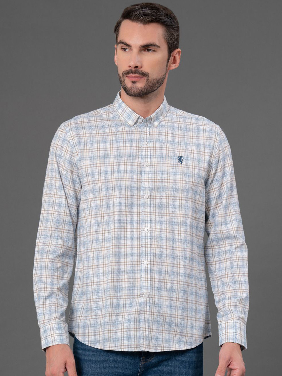 Red Tape Men Checks Cotton Button Down Shirt