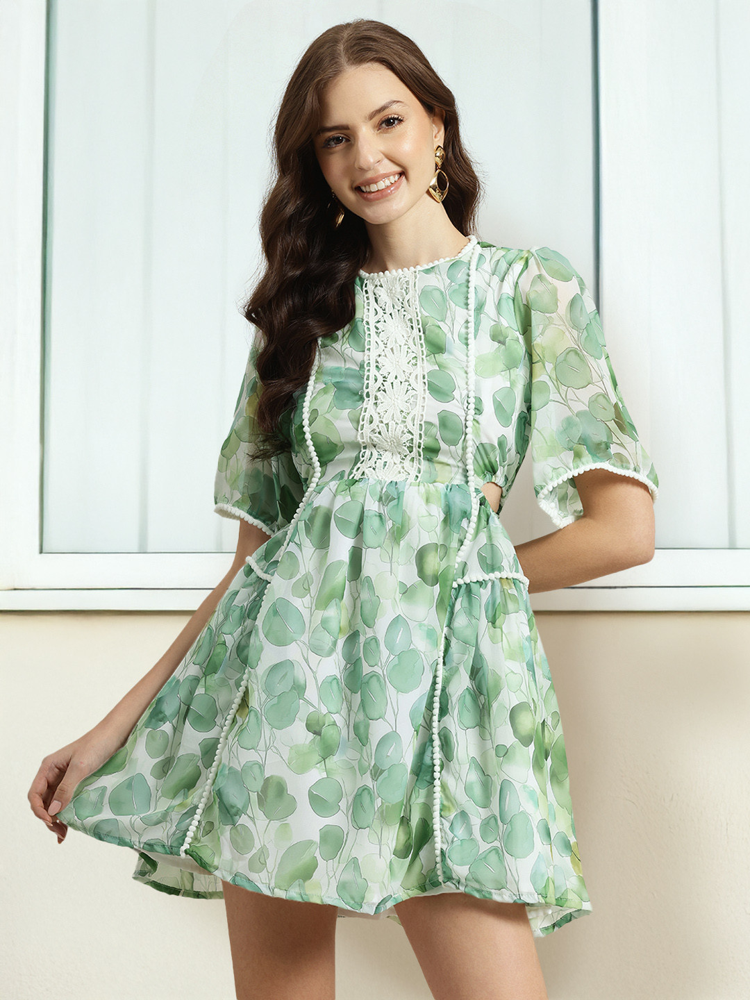 HERE&NOW Floral Print Fit & Flare Mini Dress