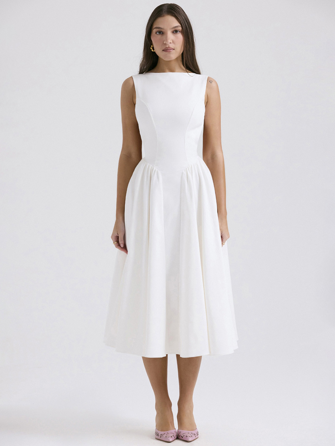 LULU & SKY Women White Backless Dress
