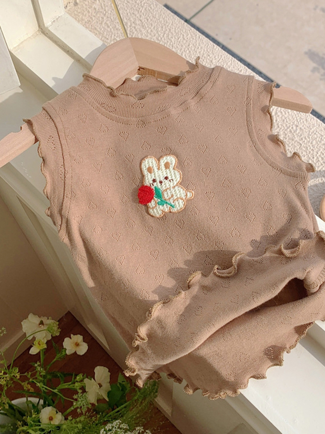 LULU & SKY Girls Solid Round Neck Cotton Top