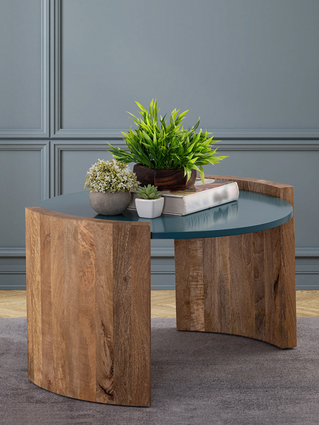 Metalsmith Blue Round Wooden Coffee Table