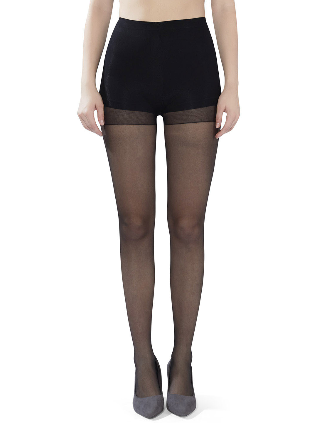 PLUMBURY Women Solid High Waist Pantyhose Sheer Tights Stockings