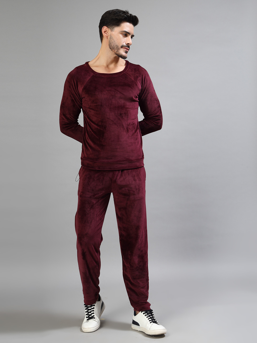 NEUDIS Round Neck Full Sleeves Velvet Top & Trousers Co-Ord