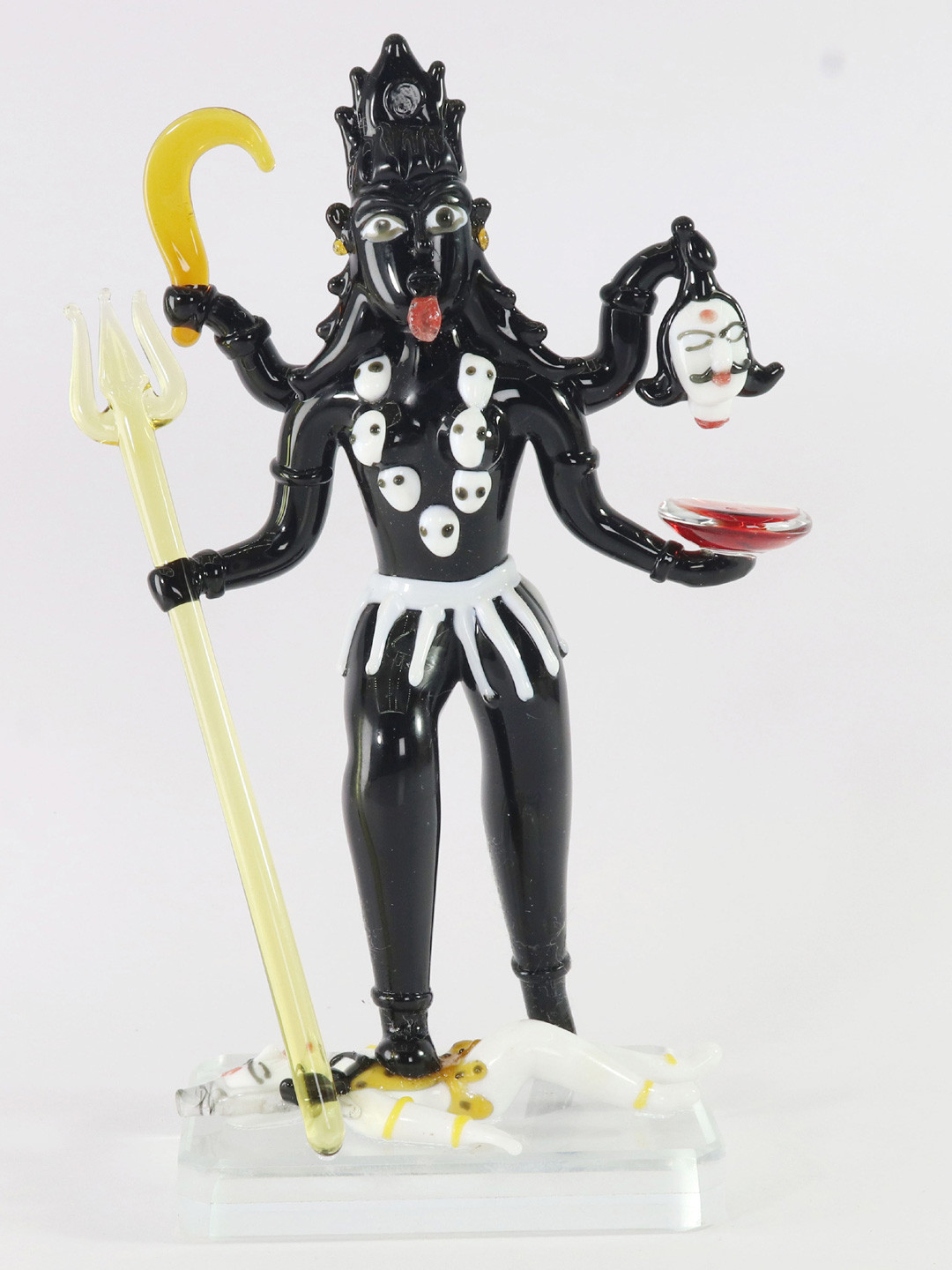 NMII Kali Mata Black Glass Matte Prayer Room Medium Showpiece - 2.2 Inches