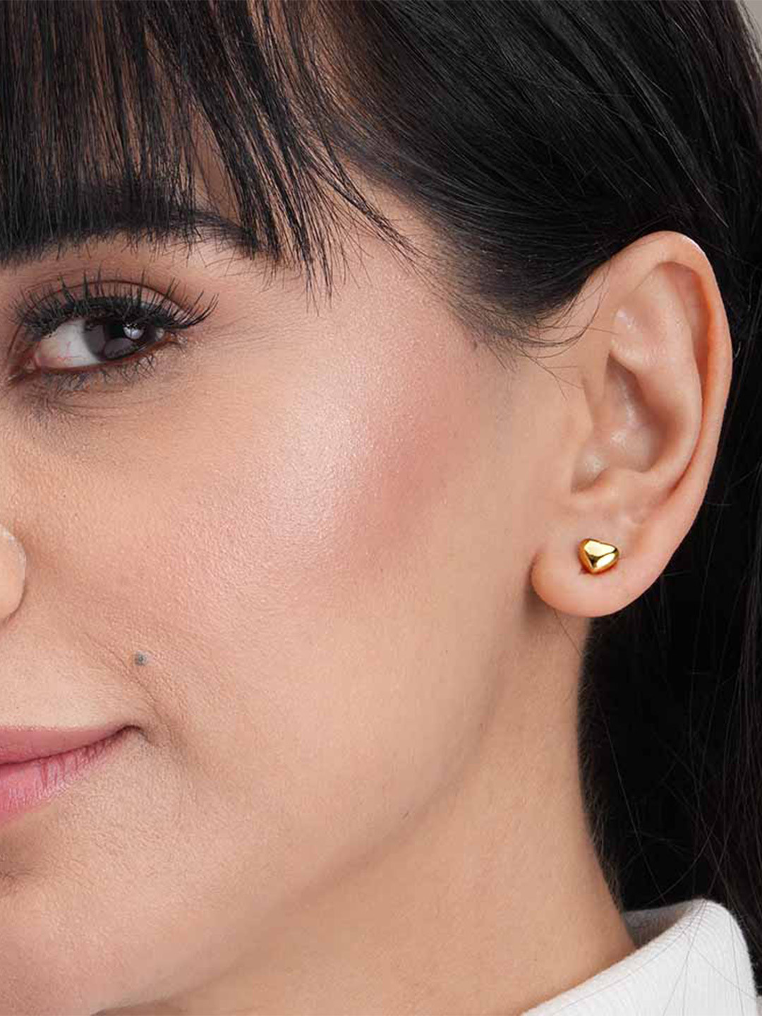 PALMONAS Gold Plated Heart Shaped Studs