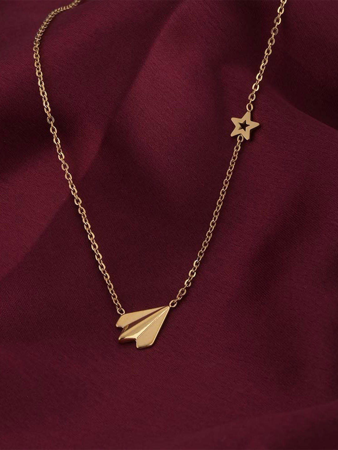 PALMONAS Gold-Plated Stainless Steel Star Charm Necklace