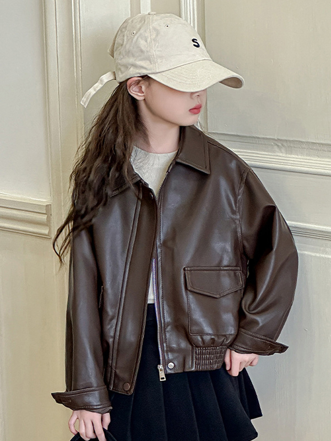 LULU & SKY Girls Spread Collar Biker Jacket