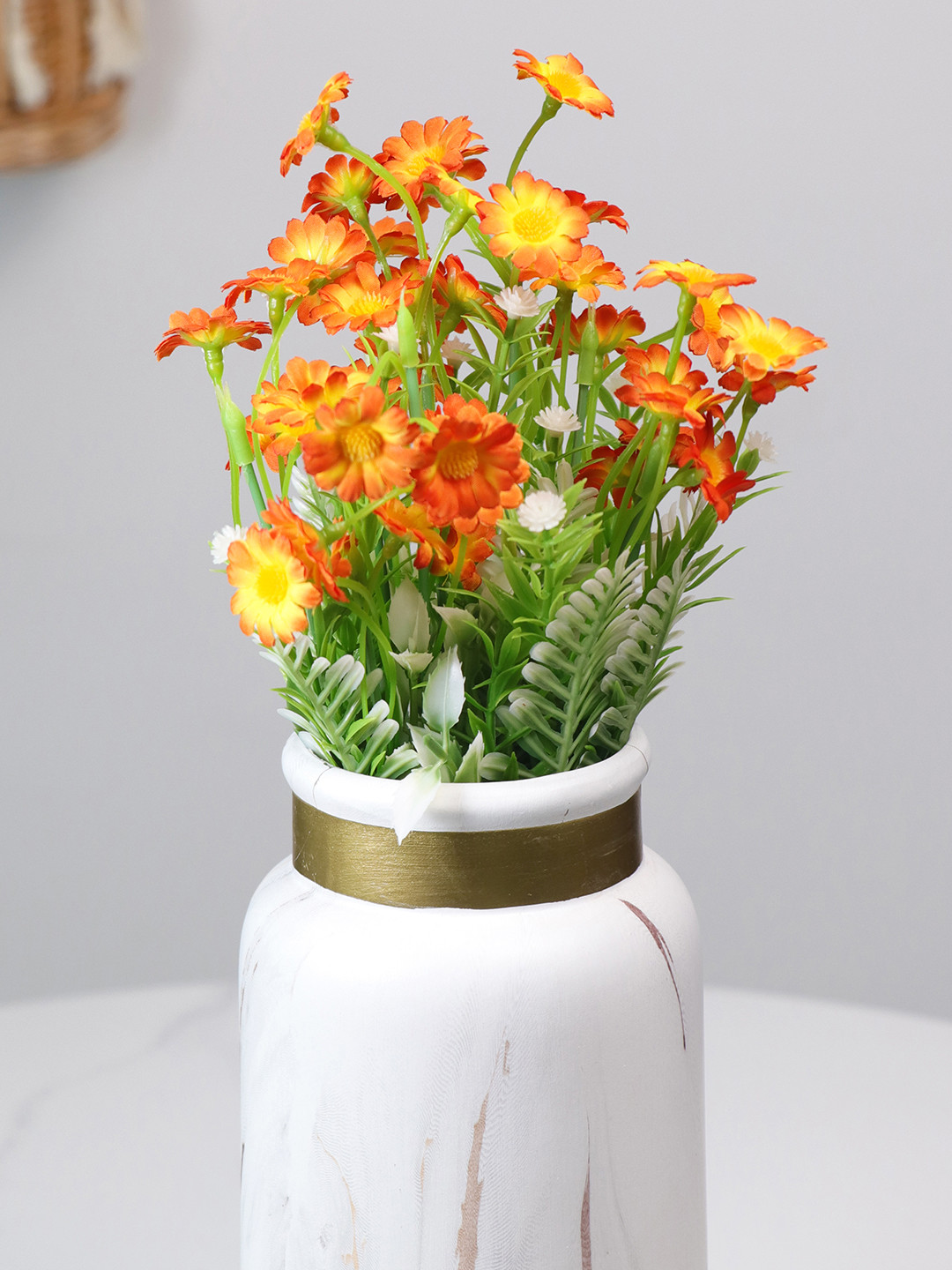 Art Street 20 Heads Artificial Orange Daisy Flower and Floral Bunch