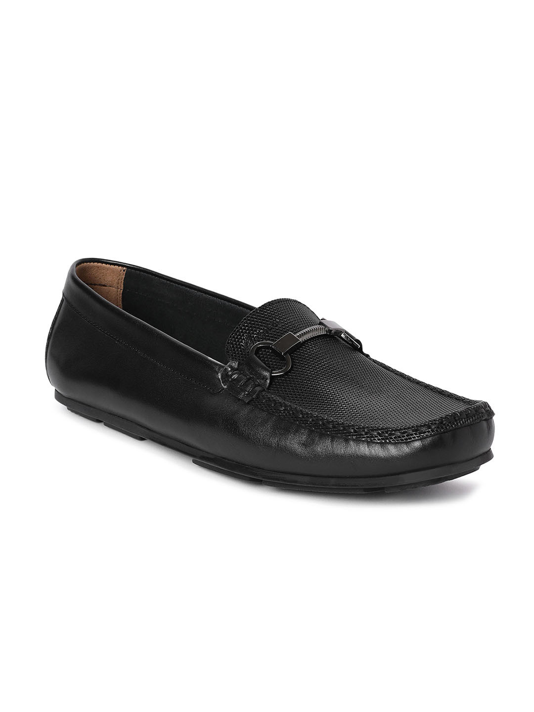 GABICCI Men Tom Black Round Toe Leather Driving Shoes