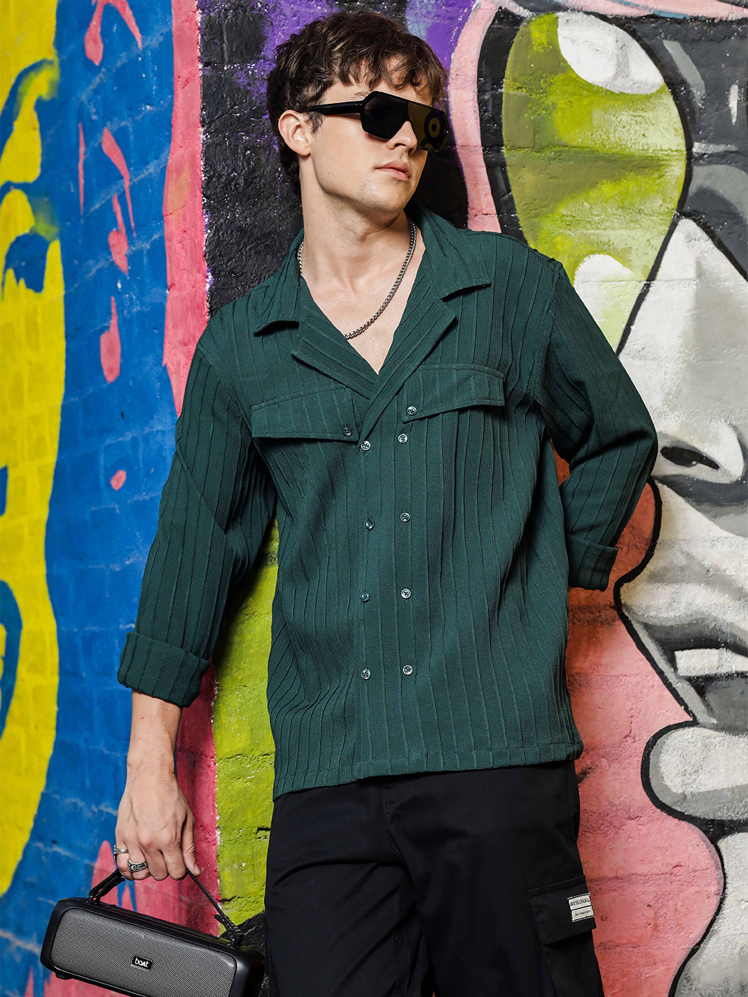 House of Koala Textured Notched Lapel Collar Regular Fit Shirt