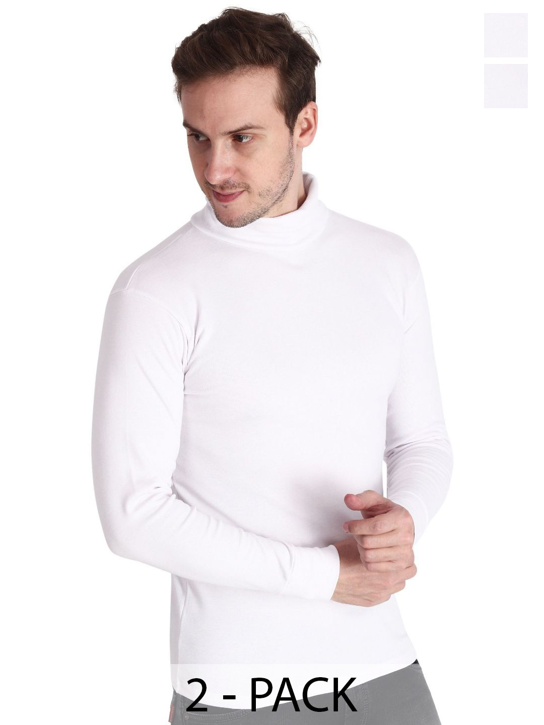 Gajraj Men Pack Of 2 High Neck Solid Slim Fit Cotton T-shirts