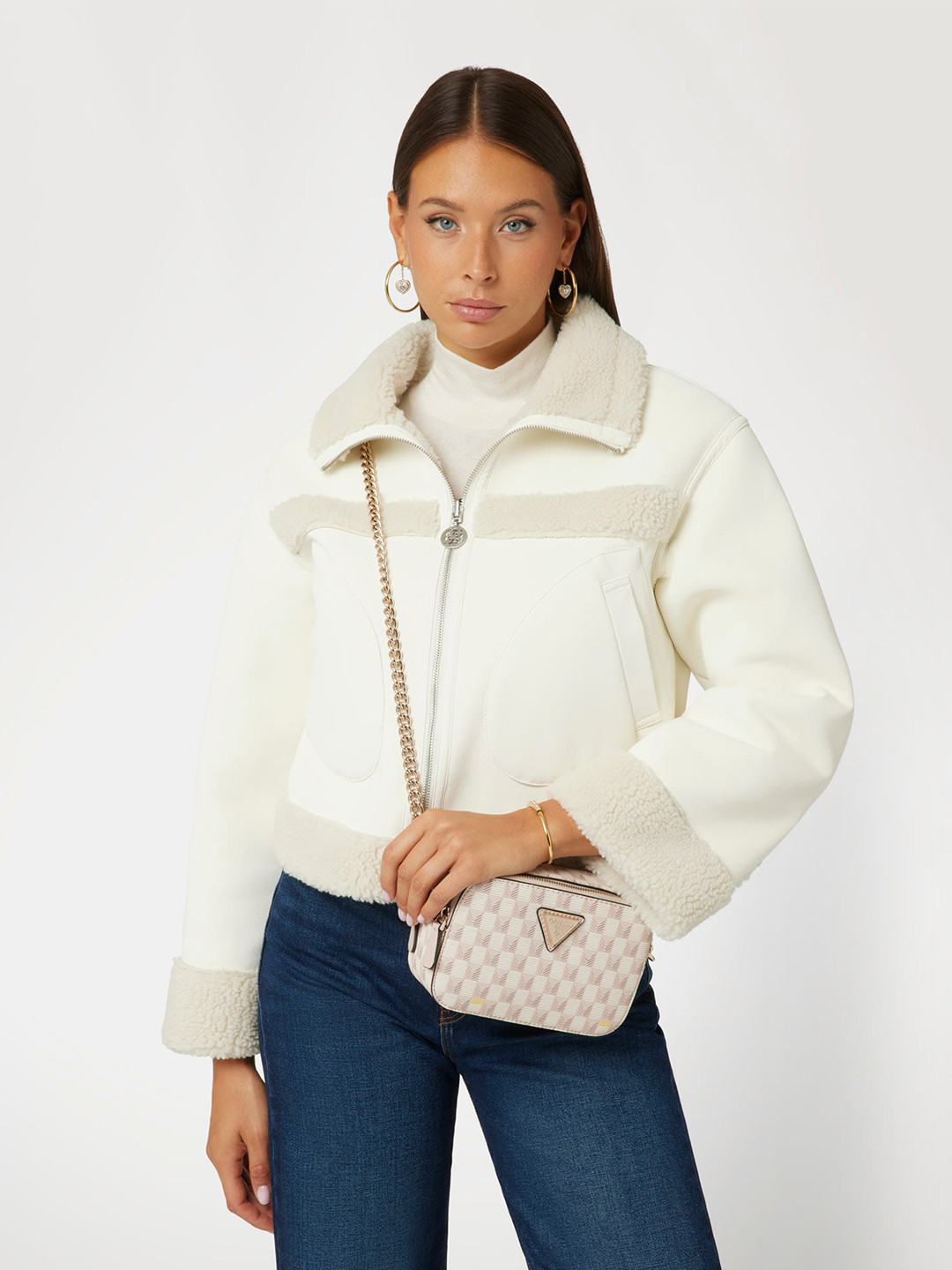 GUESS Printed Structured Sling Bag