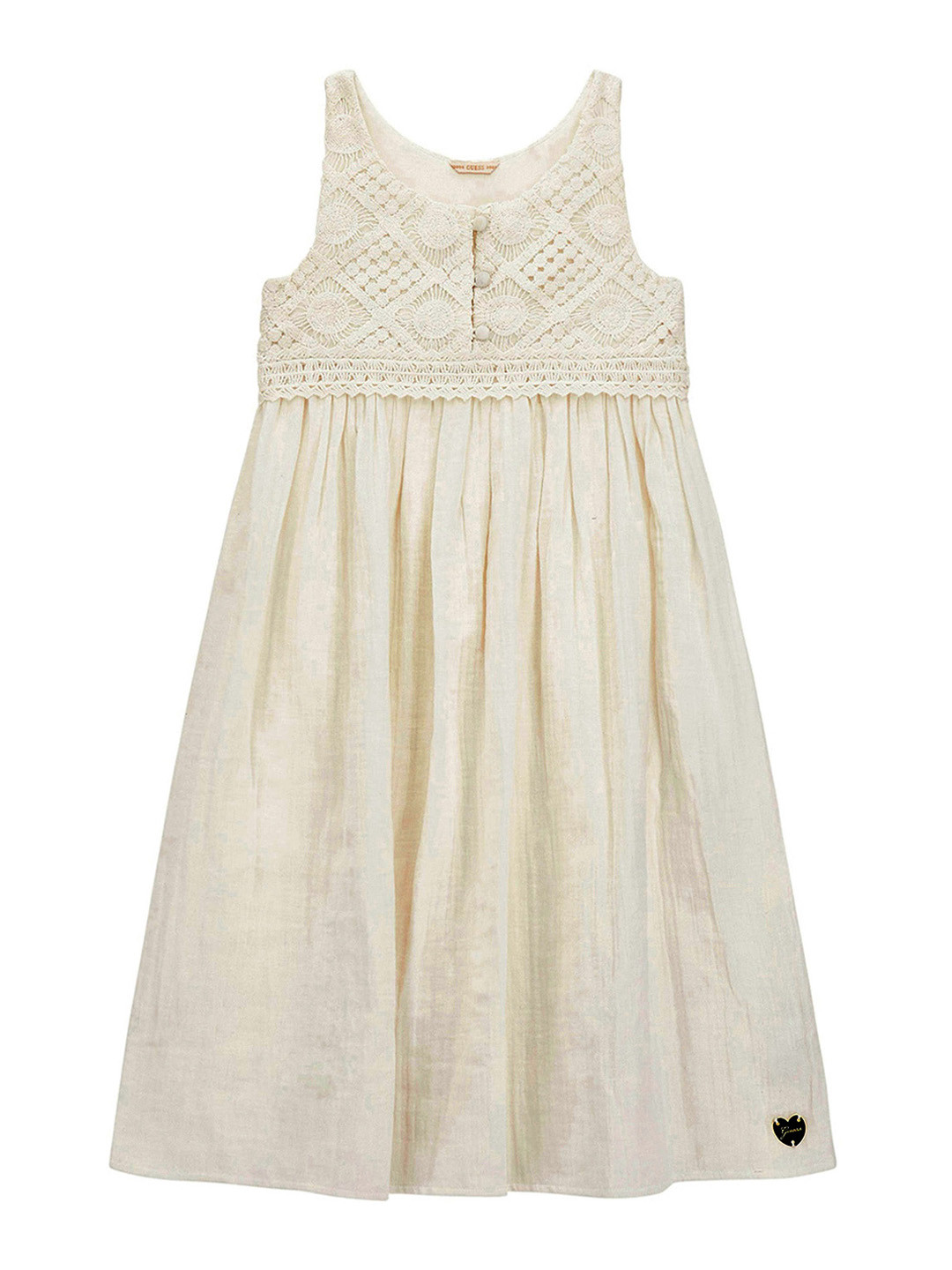 GUESS kids Girls Embroidered Pure Cotton Empire Midi Dress